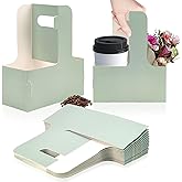 2 Cup Disposable Drink Carrier for Delivery with Handle,15 Count Green Paperboard Cup Holder,Cup Carriers for Hot or Cold Drinks,Coffee Carrier, Food Delivery,Take Out Cup Carriers (Green, 15 PCs)