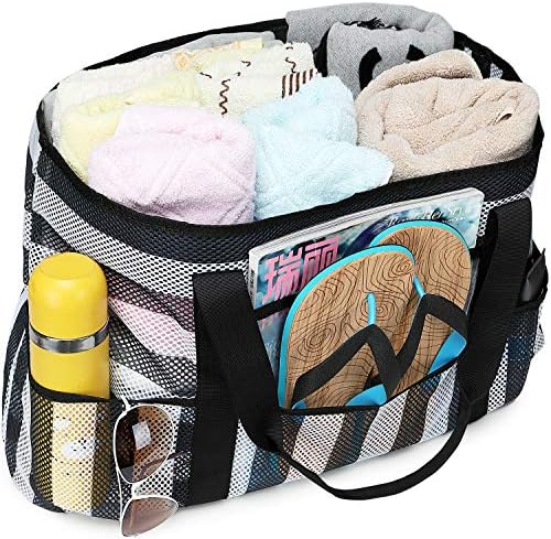 BLUBOON Mesh Beach Bag Toy Tote Bag Family Pool Oversized 22 inches Shopping Bag Waterproof Cell Phone Pocket Sandproof Bottom 2 BLUBOON Mesh Beach Bag Toy Tote Bag Family Pool Oversized 22 inches Shopping Bag Waterproof Cell Phone Pocket Sandproof Bottom