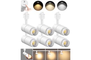 VANoopee 3-Color Zoomable 10W LED Track Lighting Heads H Type Track Light Heads Dimmable Bright Ceiling Spotlight Fixtures Accent Art, 3000K 4000K 5000K Adjustable, CRI90+ 15°-60° 1000lm White 6 Pack