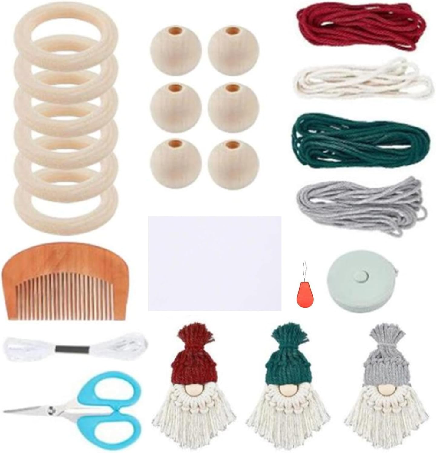 Wreath Hangers - LokweeTal Christmas Gnome Macrame Kit with Instructions 1 Set DIY Macrame Santa Claus for Crafting Santa Claus Gnome Making Supplies Style 1