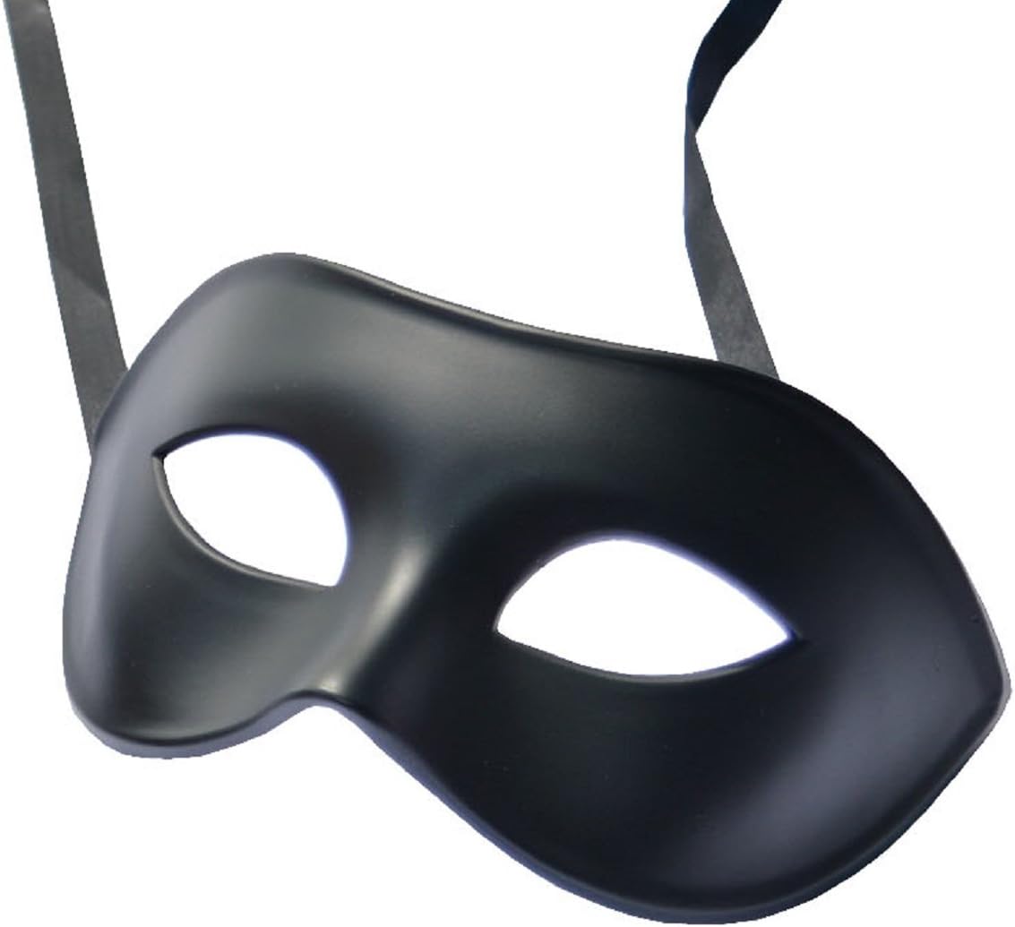 FHS Men's Mask Black Matt Classic Style Venetian Mask, Masquerade, Burlesque Ball Party, 19x9 cm - Image 3