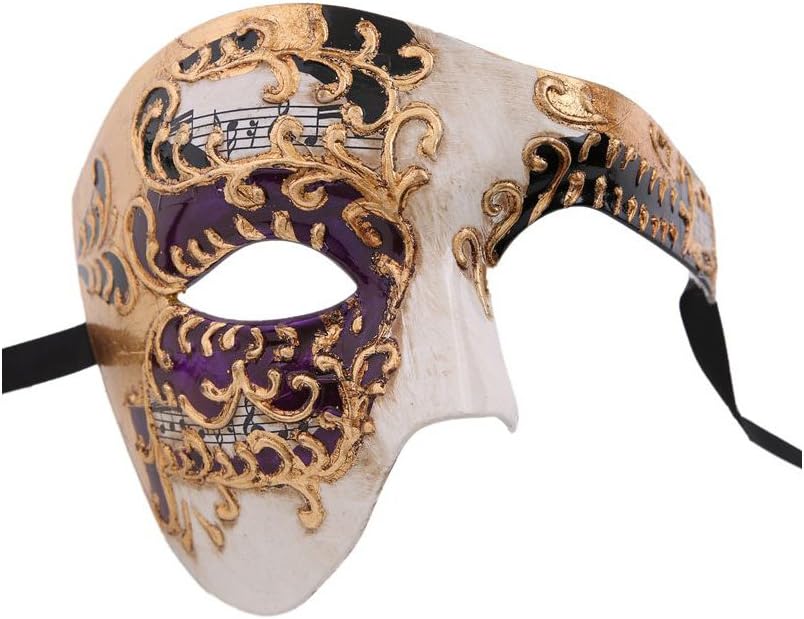 Yacanna Phantom Masquerade Mask Silver Phantom of The Opera Vintage Design Mask