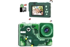 Kids Dinosaur Digital Camera Toys: Kizeefun 3-12 Year Old Boys Girls Christmas Birthday Gifts, Mini HD Selfie Video Baby Camera for 3 4 5 6 7 8 9 Toddler Children with 32GB Card