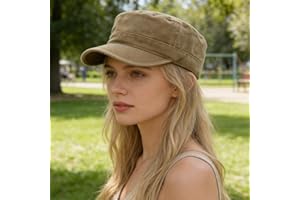Men Women Vintage Flat Top Cap Retro Casual Military Style Workwear Hat Solid Color Outdoor Cadet Cap for Seniors Daily