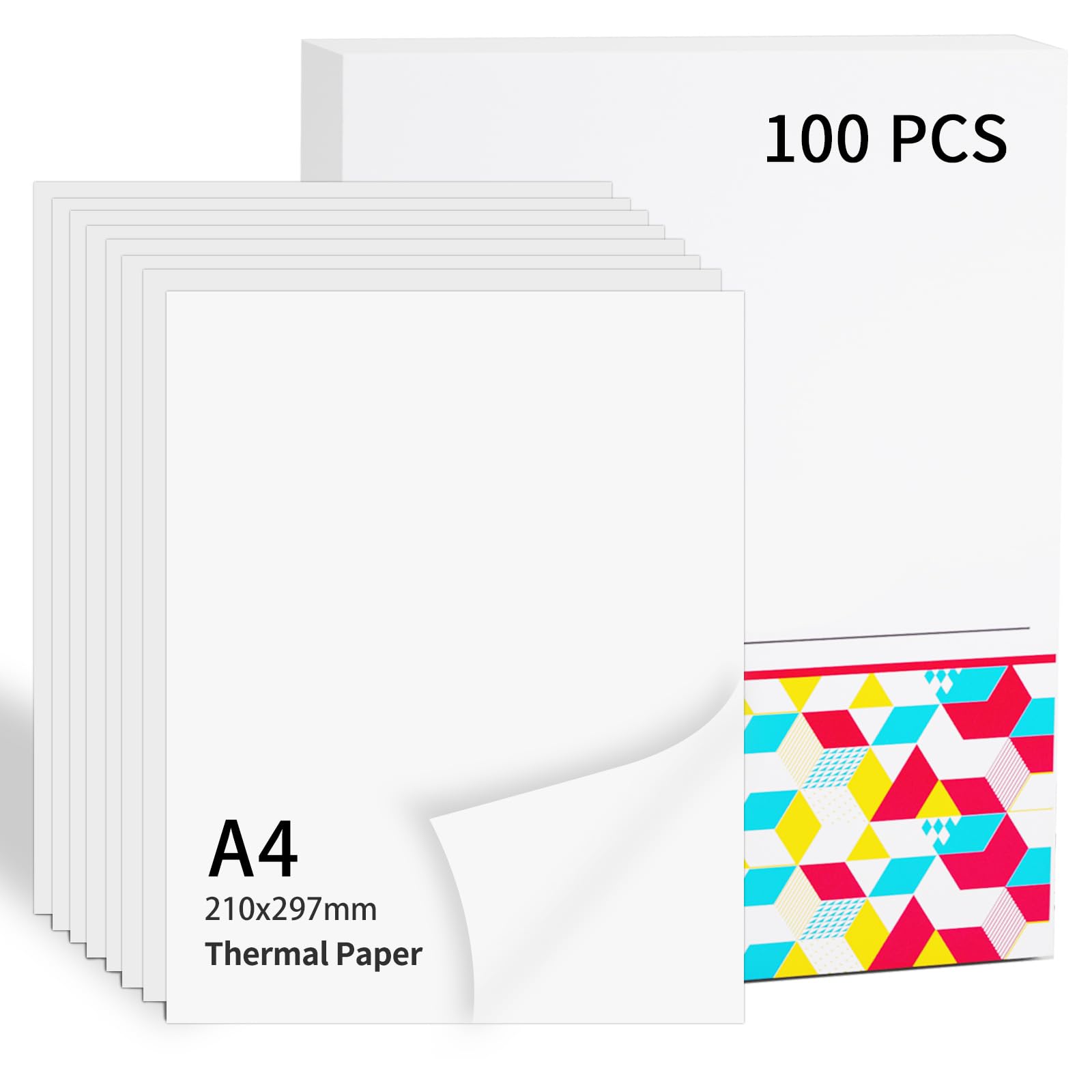 Thermal Paper A4-8.27"×11.69" (210x297mm) Compatible with Phomemo, TATTMUSE, POLONO, Rongta & A285M/A28U/M08F/M832/M834/F82/M832D Thermal Printer, Thermal Paper A4 File Keep for 10 Years,100 Sheet