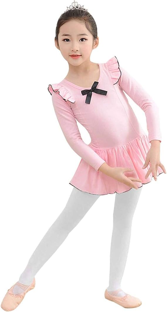 Ballettanzug Mädchen Langarm Nimiya Nimiya Kinder Mädchen Langarm Rundhals Tops Tanz Top Baumwolle Mädchen Turnanzug Gymnastik - Foto 9