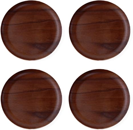 Amazon コースター 木製 丸型 4枚セット Set 丸 ラウンド 木 ウッド おしゃれ カフェ 来客用 ソーサー 茶托 ウッドバーニング Coaster ブラックウォールナット コースター オンライン通販