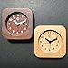 JCC Arabic Numerals Square Nature Wood Non Ticking Sweep Analog Quartz Bedside Desk Alarm Clock with Ascending Louder Alarm, Snooze and Night Light Feature, Battery Operated (Brown Wood)