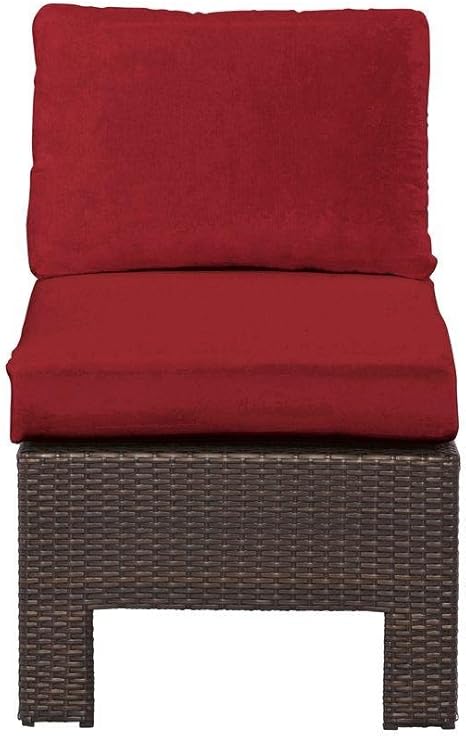 Hampton Bay Beverly Patio Sectional Middle Chair With Red Cushions