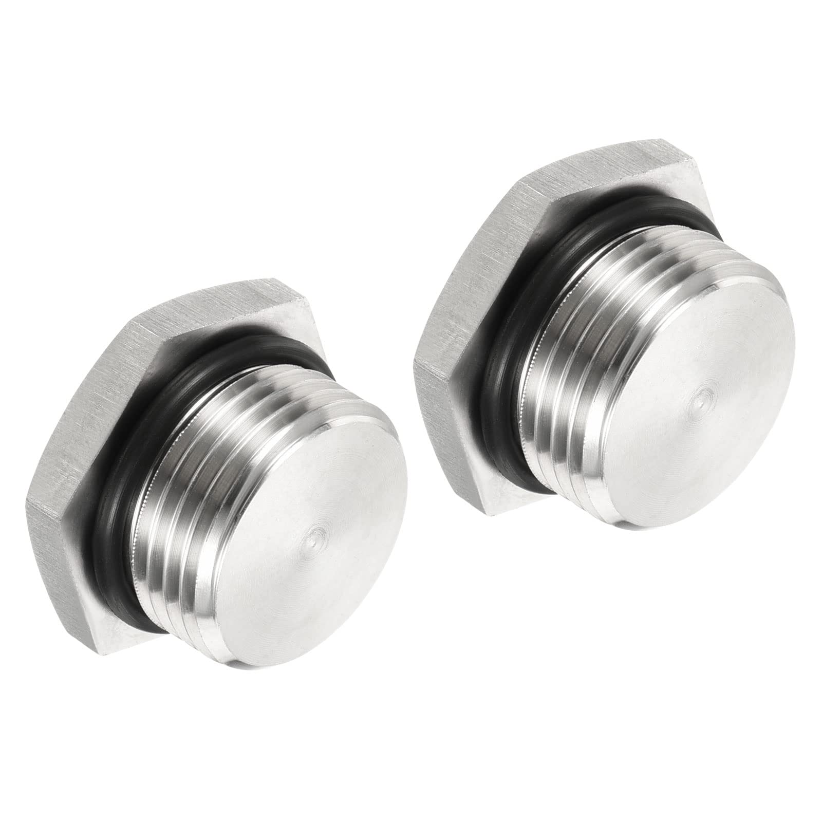 PATIKIL M20x1.5 Male Plug, 2 Pack Waterproof Dustproof 304 Stainless Steel Thread Hex Head Socket Solid Pipe Fitting with Sealing Rubber Ring