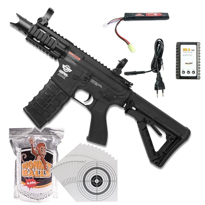 shoot-club24 G&G Firehawk CM16 HIGH CYCLE 05 AEG Airsoft Gewehr Kaliber 6mm Softair BBs ***<0,5 Joule P14!*** im ?SET? mit Ak