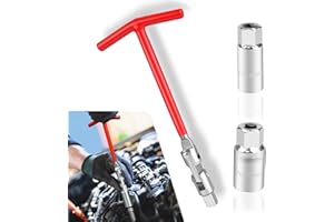 icykale 3 Pack Car Spark Plug Socket Set for 5/8"/16mm 13/16"/21mm Wrench, Anti-slip Handle Design, Universal 360 Degree Vehicle Spark Plug Disassembly Tool for Truck SUV Car (Red & Silver)