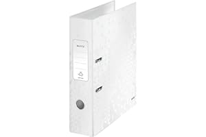 Leitz Lever Arch File, Pearl White, A4, 80mm Spine Width, Wow Range, 10050001