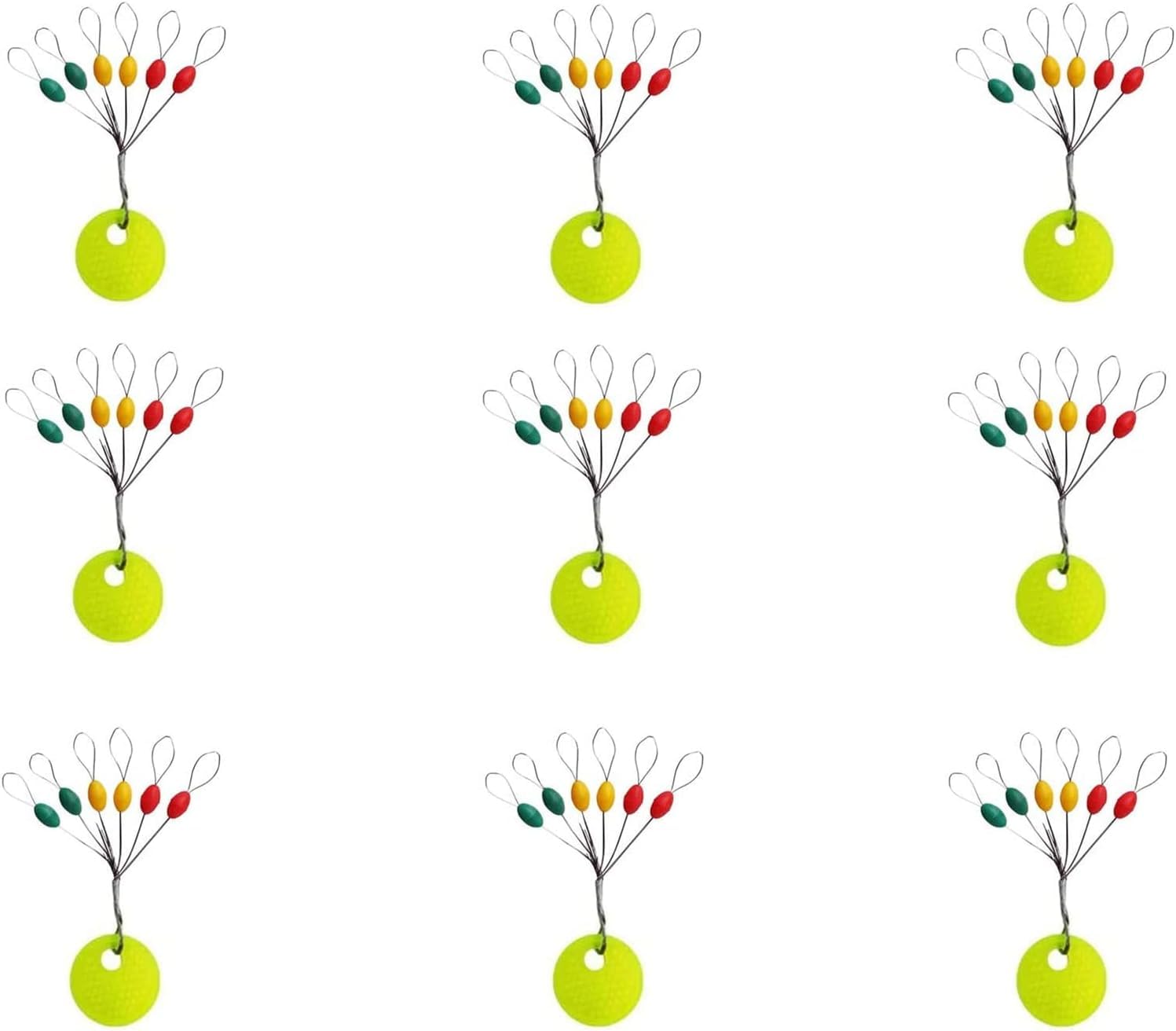 Milepetus Pack of 300/600 Rubber Fishing Bobber Stoppers, 6 in 1 Float Sinker Stops, 3 Sizes, Black, Red, Orange, Oval Cylinder Float Stop, Available (Multicoloured Oval, S-300 Pieces)