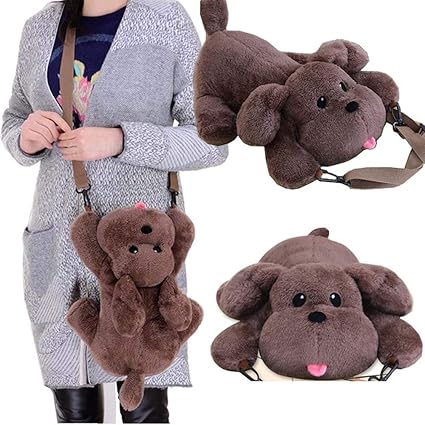 soft toy dog in a bag