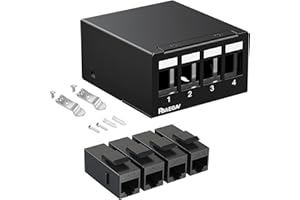 PBAEGAV Patch Panel 4 Port with 4pcs Cat6 Keystone Jack UTP No Rust and Durable (1U 4Port Cat6 Keystone Jack Unshielded)