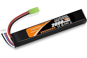 Crazepony 11.1V Airsoft Battery, 3S Rechargeable LiPo Battery 2000mAh 30C with Mini Tamiya Connector JST XH Connector for Model Airsoft Rifle