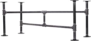 Industrial Pipe Decor Coffee Table Leg Set, Rustic Living Room Office Table Base Kit, Dark Grey/Black Rough Pipes Vintage Furniture Unfinished Raw Steel Metal Heavyweight Construction, Turnpike Design