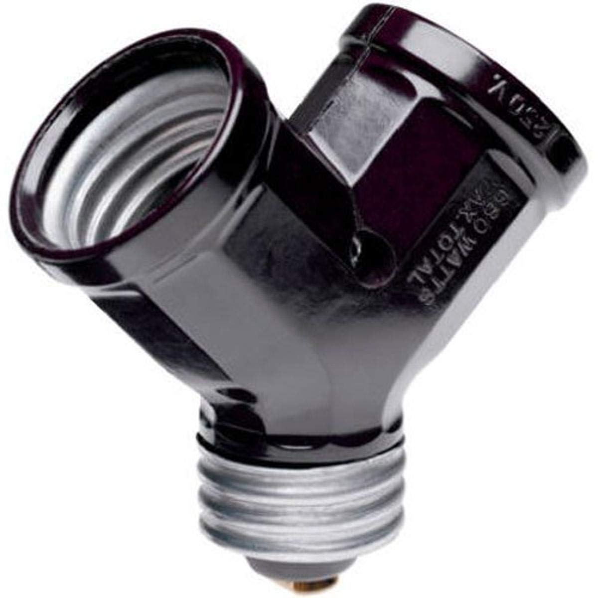 Photo 1 of Legrand Pass & Seymour 128 660W 250V Single to Double Medium Base A26 Lampholder Adapter, Brown (1 Count)
