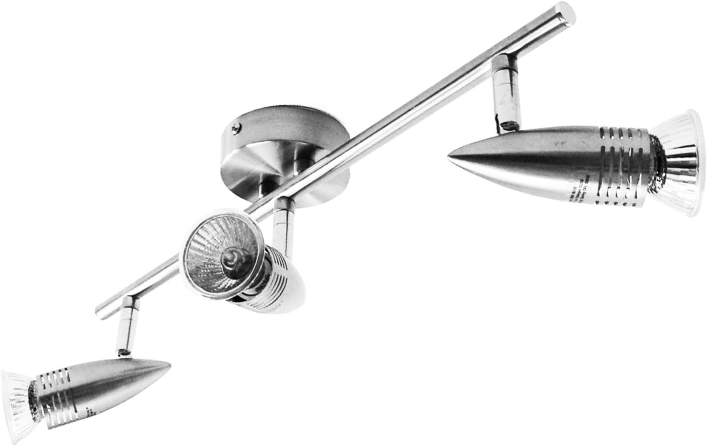 Mix and Match 1 2 3 4 Or 6 Bar and Spiral Ceiling Light Fittings Spot Light Chromed Or Brushed Steel. Single Double Triple Or Quad Head Lamps. 240v UK Electric. (Chrome, 3 Way Bar)