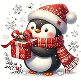 Christmas Penguin PVC Vinyl Car Decals Stickers Waterproof Self-Adhesive Decals for Cars, Laptops, Trucks, Motorcycles Wall Window Luggage Scratch Cover Door Decor Sticker