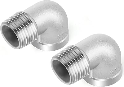 ERGAOBOY 2x 1/2" BSP 304 Stainless Steel 90 Degree Elbow Pipe Fitting