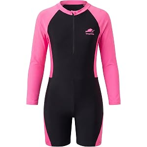 Gogokids Girls and Boys One Pieces Rash Guard Swimsuits UPF 50+ Sun Protection Long Sleeve Bathing Suits Size 4-12 Y