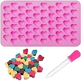 Pimoys Silicone Moulds for Wax Melts Heart Mould Silicone with Dropper 55 Sweet Moulds Mini Candy Molds Silicone Shape for Lo