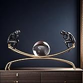 SHTWX The Thinker Thinking Man Statue with Crystal Ball Sculpture Figurine, Home Office Living Room Desktop Display Decoration