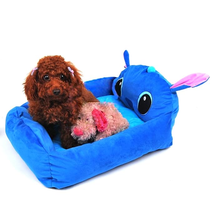 Pet Kingdom 23*17*7'' Lilo & Stitch Blue Small Dog House Pet Bed For