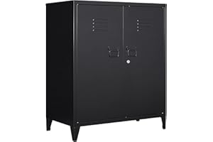 AFAIF Metal Storage Cabinet with Lock, Locking Cabinet Office Storage Cabinet with 2 Doors and Shelves, Lockable Steel Locker Floor Cabinet Cupboard, Small Sideboard Buffet Cabinet for Home Office