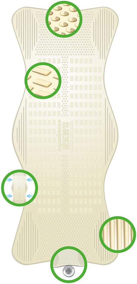 AquaSense Non-Slip Bath Mat with Invigorating Massage Zones, Large: Health & Personal Care