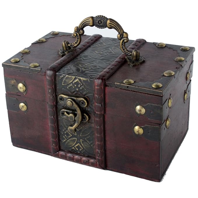 Pawaca Joyero de madera para mujer, estilo antiguo, color marrón con asa