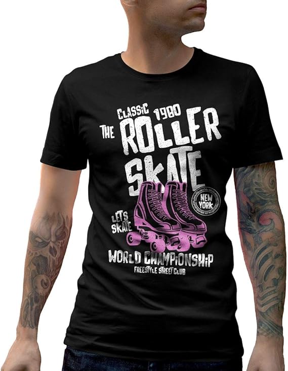 Roller Skate Mens Crew Neck TShirt Amazon.co.uk Clothing