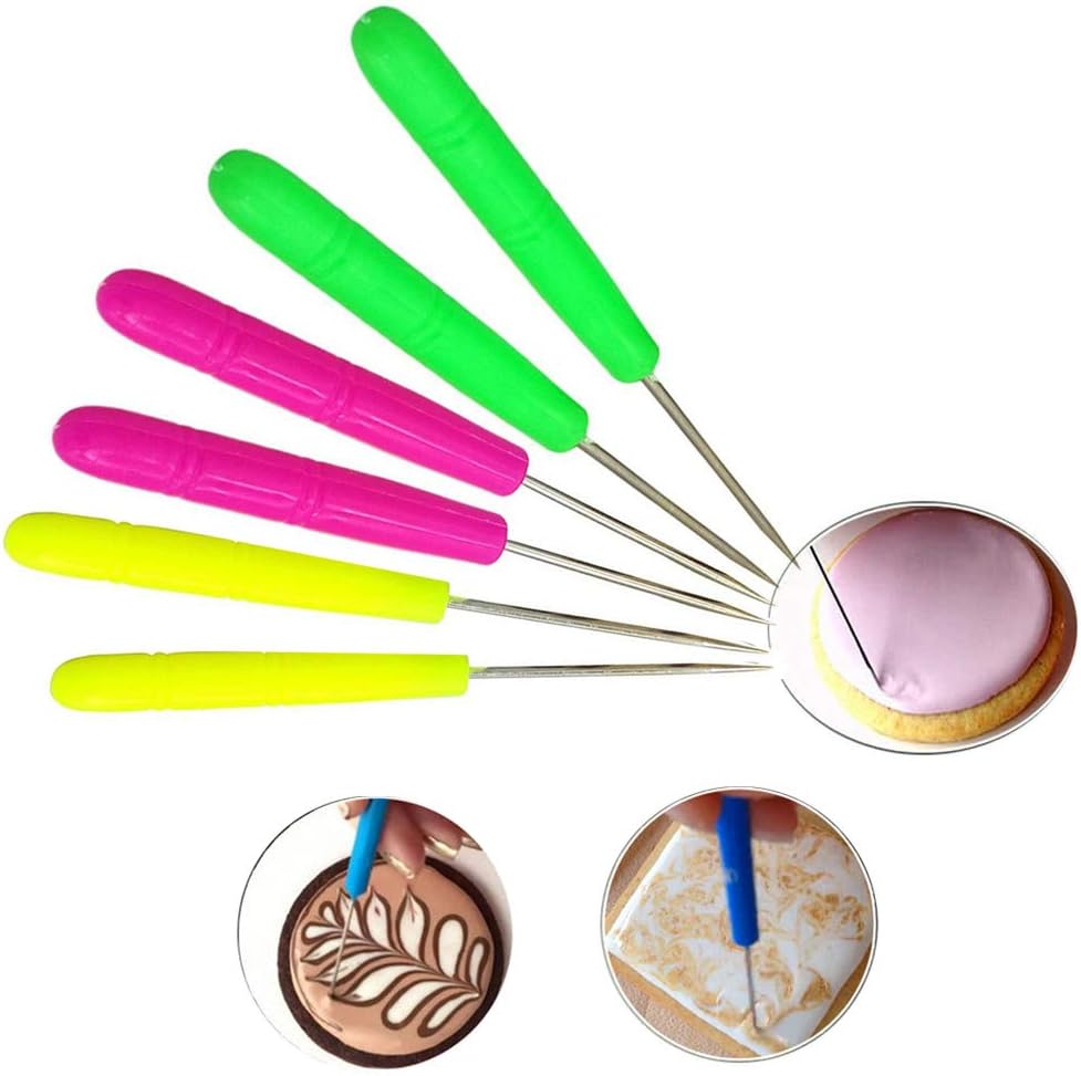 6 PCS Sugar Stir Needle Scriber Needle Modelling Tool Biscuit Cookie Icing Pin Cake Decorating Needle Tool Sugar Cookie Decorating Supplies Baking Scribe Tool Marking Patterns Icing Sugarcraft