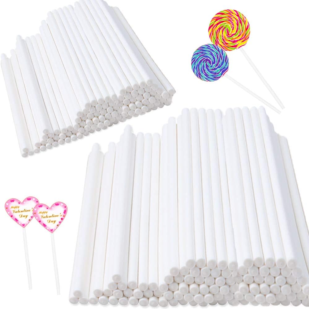 400 pcs 6 Inch White Lollipop Sticks,Cake Pop Sticks,Paper Treat Sticks Sucker Stick for Cake Toppers,Cake pops,Candy,Chocolate,Cookie(3.5mm Dia)