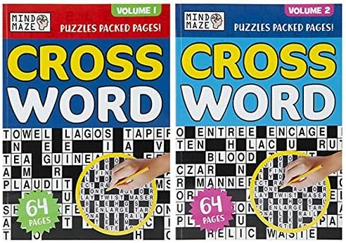 PMS Mind Maze A4 Cross Word Books, 54 Puzzles per Book - Set of 2