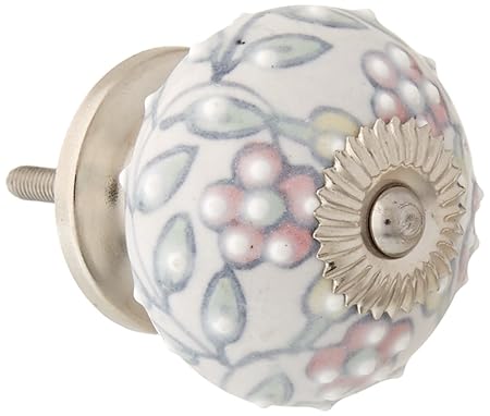 Pack Of 6 Ceramic Light Flower Crave Decorative Door Knobs Pulls