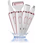 Vacto Electric Razors for Women, 4-in-1 Women’s Facial Hair Removal, Face Shaver Ebrow Trimmer Pubic Bikini Trimmer Portable Ladies Shaver Womens Razors for Shaving