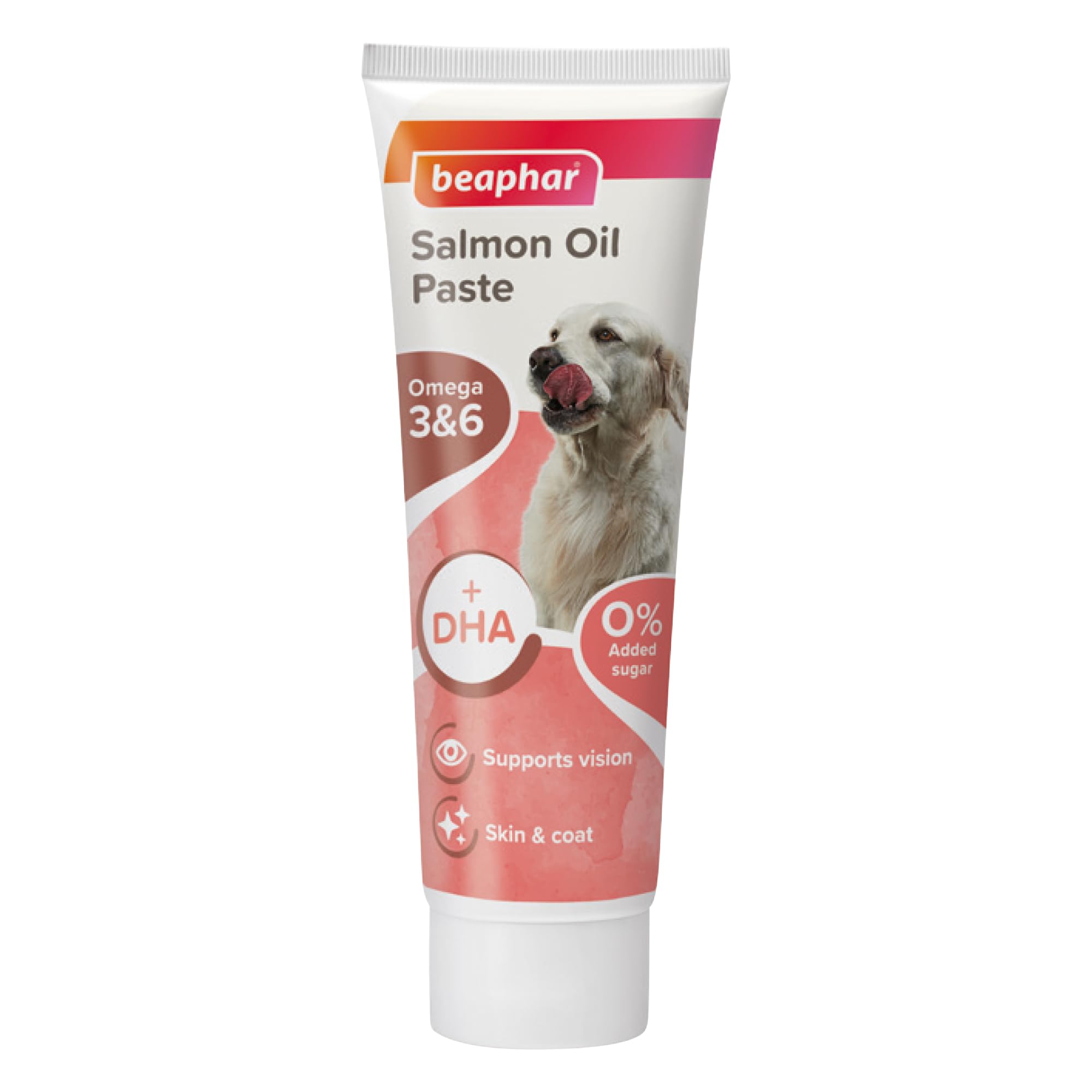 Beaphar - Salmon Oil Paste for Dogs - Promotes Glossy, Shiny Coat - Supports Vision & Overall Health - Contains Omega 3 & 6, and DHA – Sugar & Grain-Free – Treat For Dogs of All Ages & Breeds - 100g