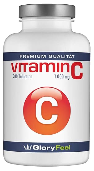 Vitamin C 1000mg Hochdosiert - VERGLEICHSSIEGER 2019* - 200 Vegane Tabletten - Bis zu 7 Monate Vollversorgung - Laborgeprüft 