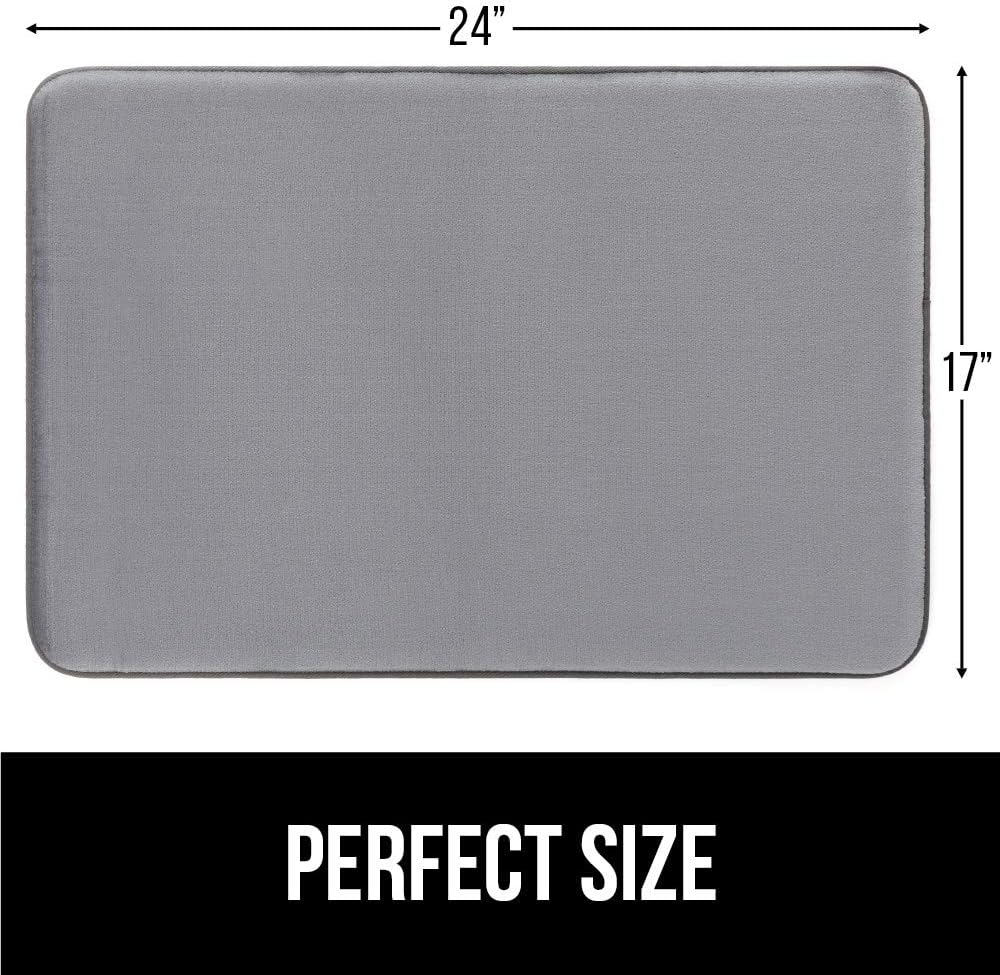 Gorilla Grip Original Thick Memory Foam Bath Rug, 24x17, Cushioned Soft Floor Mats, Absorbent Premium Bathroom Mat Rugs Rugs, Machine Washable, Luxury Plush Comfortable Carpet for Bath Room, Graphite: Home & Kitchen