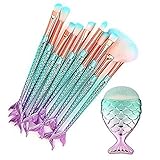 AccMart 11PCS Mermaid Make Highlighter Eyebrow Eyeliner concealer Foundation Brushes