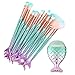 AccMart 11PCS Mermaid Make Highlighter Eyebrow Eyeliner concealer Foundation Brushes