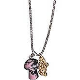 Simpleasure Natural Gemstone Cute Mushroom Pendant Chain Necklace for Three Best Friends Women Daughter Gold Dainty Fashion Friendship Christmas Birthday Jewelry Gifts