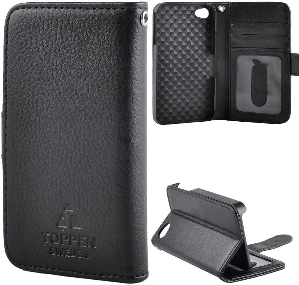 iPhone 4-4S Case Cover, Left Handed Wallet Folio Phone Case Cover, Premium Soft Leather Flip Phone Case Cover, Black