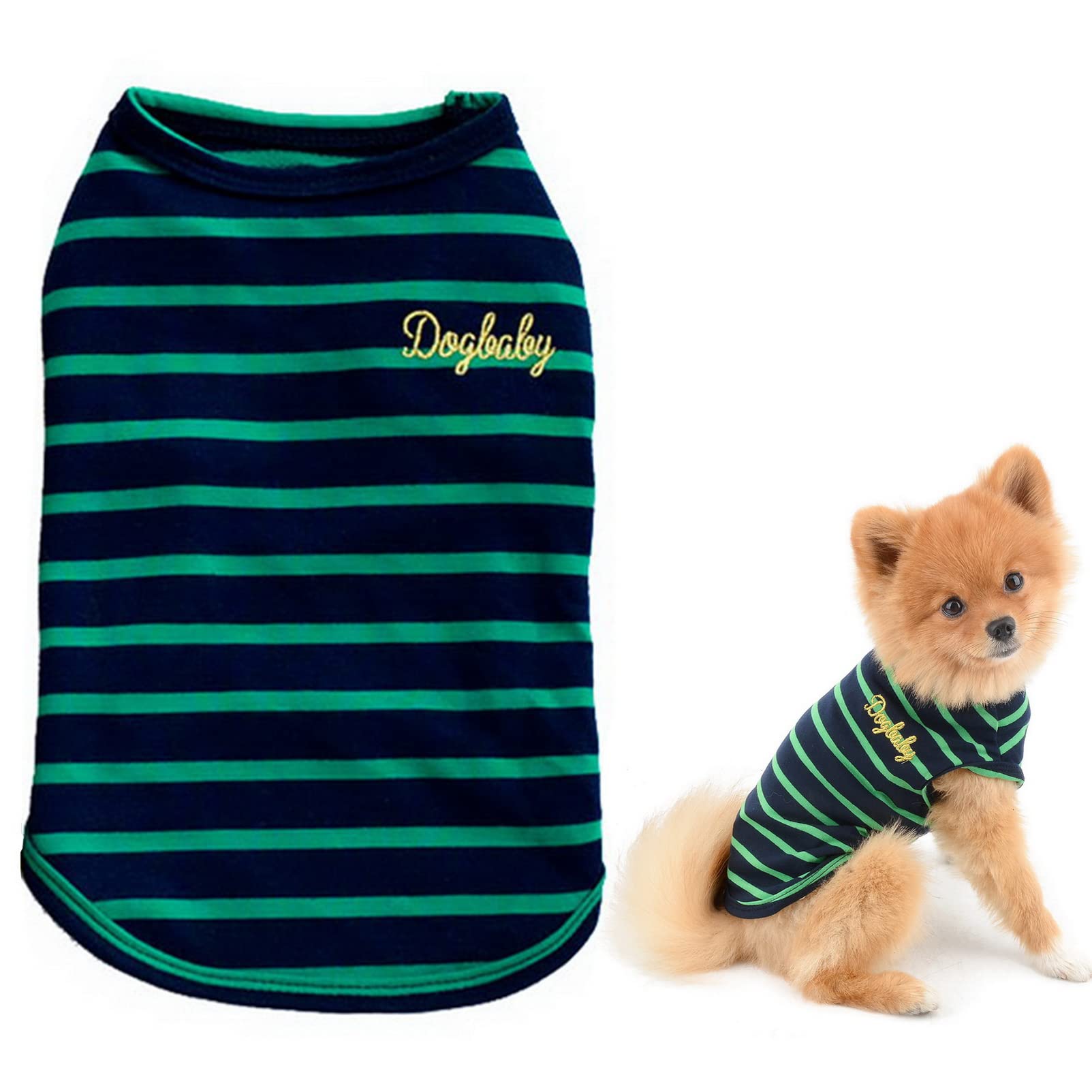 SMALLLEE_LUCKY_STORE Small Dog Clothes Black Stripe Cotton Vest Doggy Shirts Puppy Cat Apparel Pet Costume
