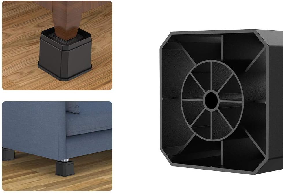 Beautylover Bed Risers Adjustable Furniture Risers 3 Inch Heights Unbreakable Heavy Duty Lifts for Risers for Sofa, Table, and Chair and Dorm Bed, Couch risers Set of 4pcs ，Black: Home & Kitchen