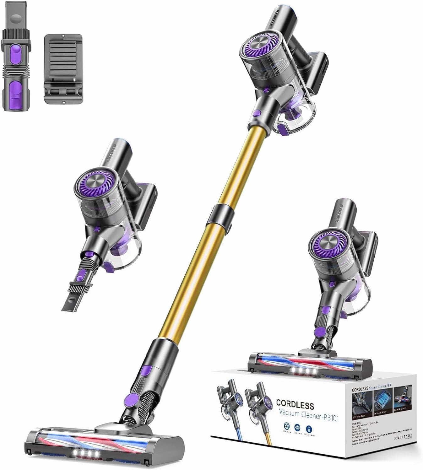 Photo 1 of MBTTODF Cordless Vacuum Cleaner,Vacuum Cleaner for Home with Brushless Motor,Lightweight Stick Vacuum with Self-Standing and Touch Screen,Hardwood Floor Vacuum for Pet Hair,Carpets,Tile(Yellow)