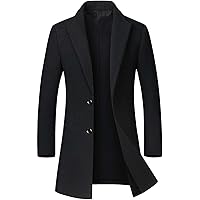 FTCayanz Men's Wool Trench Coat Winter Slim Fit Business Top Coat